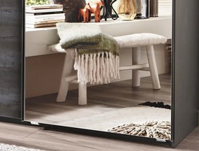 Šatníková skriňa so zrkadlom Herne, grafit / šedá oceľ