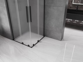 Mexen Velar L Duo, sprchový kút s posuvnými dverami 100 x 100 cm, 8mm sklo námraza, čierna matná, 871-100-100-02-33-70