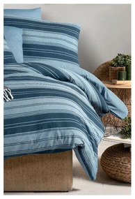 Modré 4-dielne predĺžené obliečky na dvojlôžko s plachtou 200x220 cm Stripes – Mila Home