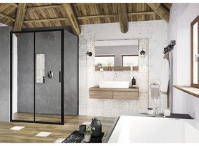 Sprchové dvere do niky Sprchové dvere pre sprchovú zástenu RAVAK Blix Slim 110 cm farba rámu čierna dekor skla číre sklo X0PMD0300Z1