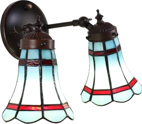 Nástenná Tiffany lampa 2 tienidlá červené pruhy RedLine - 30*23*23 cm E14/max 2*25W