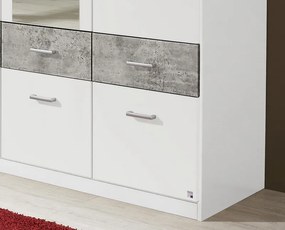 Šatníková skriňa Bremen, 181 cm, biela/šedý betón