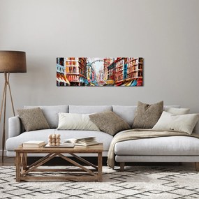 Obrázok - Hong Kong, olejomaľba (s hodinami) (90x30 cm)