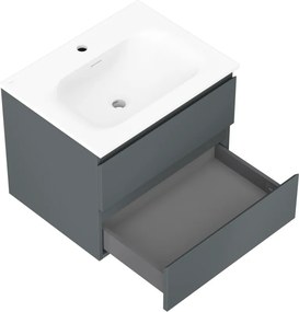 Mexen Orio, kúpeľňová skrinka 60 cm s umývadlom Vela, 2 zásuvky, grafitová matná/biela matná, 91A10-06047-2-BFF66-W23M01