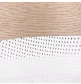 Light Home Závesné svietidlo Wood, 1x béžová dubová dýha/biele PVCové tienidlo, (fi 30cm)