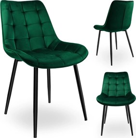 Zamatová stolička NORMAN - zelená