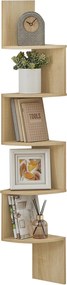 Nástenná rohová polica ESTANTE, 5 políc v dekore dub artisan, 126x20cm