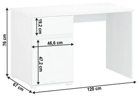 PC stôl 1D1S/120, biely lesk, LINDY