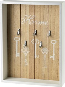 Drevená skrinka na kľúče STACY Key 22x5x28,5 cm biela/hnedá