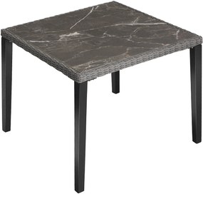 tectake 404802 ratanový stôl tarent 93,5x93,5x75cm - šedá