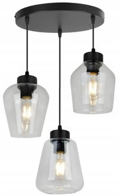 Závesné svietidlo Rijeka 3, 3x transparentné sklenené tienidlo, o