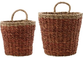 House Doctor Úložný kôš z morskej trávy Here Brown – sada 2 ks