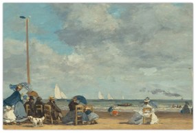 Obraz - Eugène Boudin, Beach  at Trouville, reprodukcia (90x60 cm)