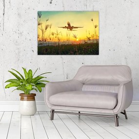 Sklenený obraz vzletu lietadla (70x50 cm)