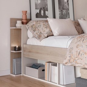 Dvojlôžková posteľ v dekore duba s úložným priestorom bez roštu v bielo-prírodnej farbe 160x200 cm Albo – Marckeric