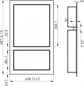 Mexen X-Wall-S, SMC zapustená polica s prírubou 68,6 x 40,7 cm, biela, 1901694109