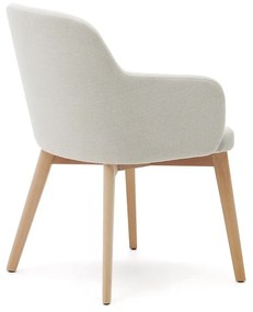 Krémovobiele čalúnené jedálenské kreslo s podrúčkami Nelida – Kave Home