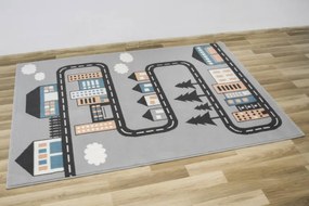 Detský  koberec  Kids 534451/95844 - Uličky pomedzi domčeky, sivý