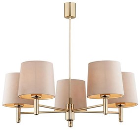 Argon 2105 - Luster na tyči PONTE 5xE27/15W/230V mosadz/béžová
