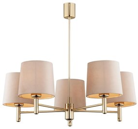 Argon 2105 - Luster na tyči PONTE 5xE27/15W/230V mosadz/béžová