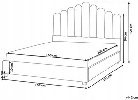 Beliani Vodná posteľ Zamat VINCENNES 160 x 200 cm Krémová biela manželská
