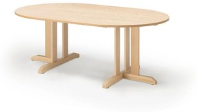 Stôl KUPOL, oválny, 1500x800x600 mm, linoleum - béžová, breza