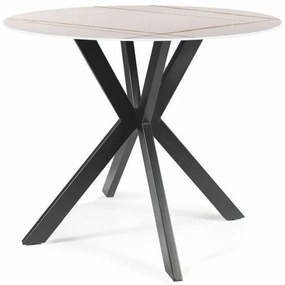 Jedálenský stôl TALIA 90, čierna-biely efekt mramoru