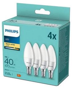 SADA 4x LED Žiarovka Philips B35 E14/5W/230V 2700K
