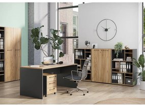 Knižnica v dekore duba v antracitovo-prírodnej farbe 75x196x40 cm Podium – Germania