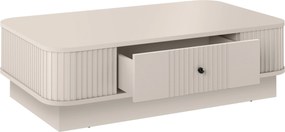 Kávový stolík Vesper 103x60 cm so zásuvkou na sokli - kasmír / čierny úchyt