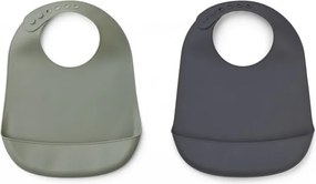 Liewood Silikónový podbradník Tilda 2ks: Faune green - Stone grey