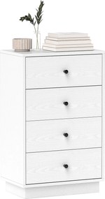 HOMCOM Komoda s 4 zásuvkami Moderná detská komoda Úzka komoda pre obývačku a chodbu 47x29x75 cm Biela | Aosom