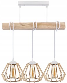 BERGE LED závesné stropné svietidlo, drevený trám, 3xE27, loft, brilantné drevo - biela