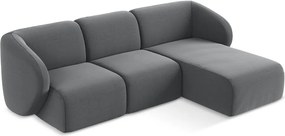 Sivá zamatová rohová pohovka (pravý roh/s leňoškou) Lani – Makamii