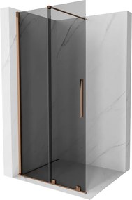 Mexen Velar, sprchová zástena s posuvnými dverami Walk-in 70 x 200 cm, 8mm šedé sklo, ružové zlato, 871-070-000-43-60