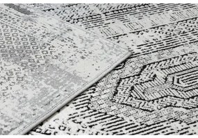 Moderný koberec VINCI 1417 Geometrický vintage - Štrukturálny farba slonoviny / antracitová Veľkosť: 80x150 cm