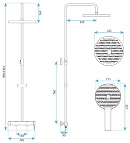 Rea Clif, sprchový set s ručnou a hlavovou sprchou, medená matná, REA-P3914