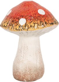 Bielo-červená keramická dekorácia huba Muchotrávka S - 9*8*12 cm