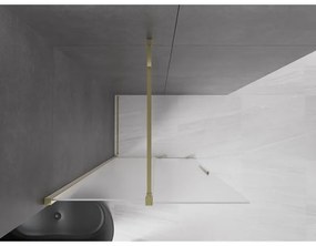 Mexen Velar, sprchová zástena s posuvnými dverami Walk-in 90 x 200 cm, 8mm sklo námraza, zlatá lesklá, 871-090-000-33-50