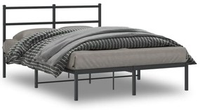 Kovový rám postele s čelom čierny 140x190 cm 355365