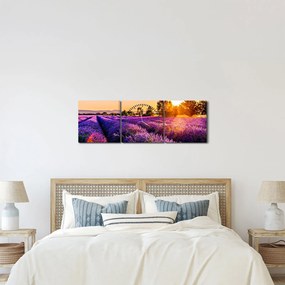 Obraz levanduľového pole, Provence (s hodinami) (90x30 cm)