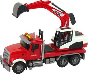 LEAN Toys Nákladné auto s bagrom, traktor, bager, zvuky, svetlá