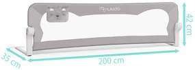 Bezpečnostná zábrana na posteľ s bezpečnostným zámkom 200 cm Nukido sivá