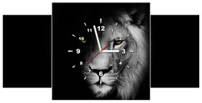 Gario Obraz s hodinami Lev v tieni - 3 dielny Rozmery: 80 x 40 cm