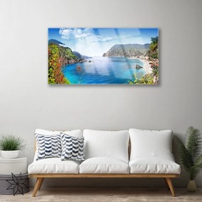 Skleneny obraz Záliv hory more príroda 140x70 cm
