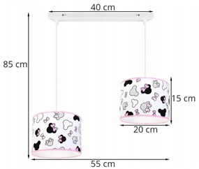 Detské závesné svietidlo Minnie, 2x textilné tienidlo so vzorom