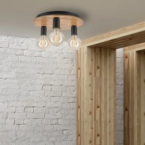 Stropné svietidlo DUSTY 3xE27/15W/230V pr. 34 cm dub/čierna