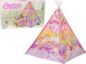 LEAN Toys Detský svietiaci stan jednorožec a poníky ružový