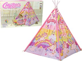 LEAN Toys Detský svietiaci stan jednorožec a poníky ružový