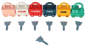 KIK Vzdelávacia puzzle hra autíčka visiace zámky senzorická hračka Montessori